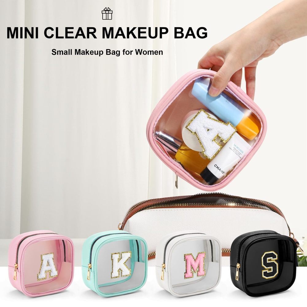 Initial Make Up Bag Travel Toiletry Bag, Clear Makeup Bag Preppy Cosmetic Bags😽 - Picture 7 of 7